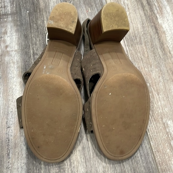 Seychelles Women's Green Brown Bora Faux Suede Chunky Block Heels Sling Back - Picture 5 of 7